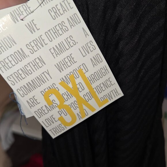 LulaRoe NWT Women's Stephanie Smocked Short Sleeve Pullover Top Black Size 3XL - Picture 7 of 10